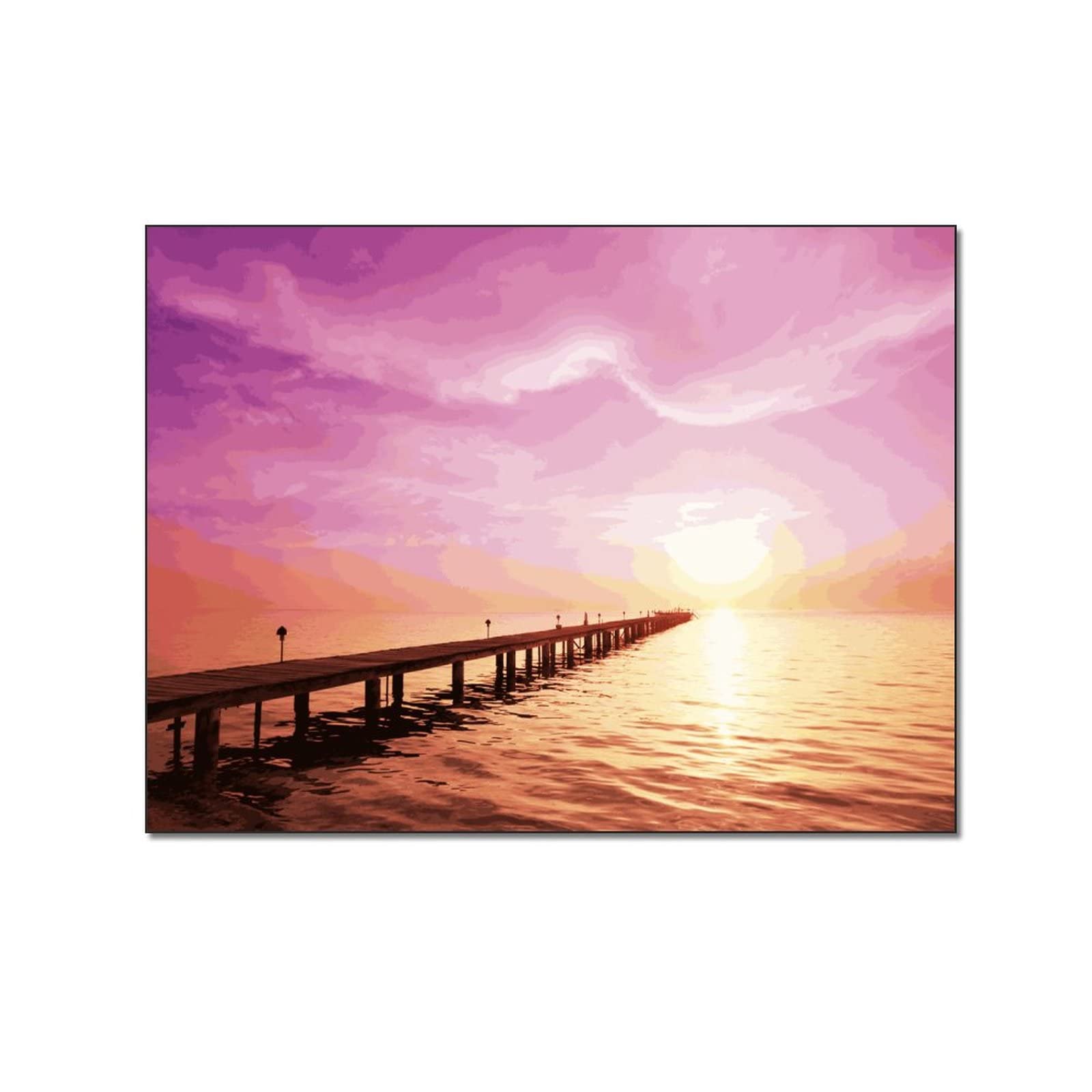 Landscape Bridge in The Sea Wall Art Poster - Aesthetic Room Decor for Bedroom & Living Room, Abstract Wallpaper, Cool Wall Art for Home & Office Decor