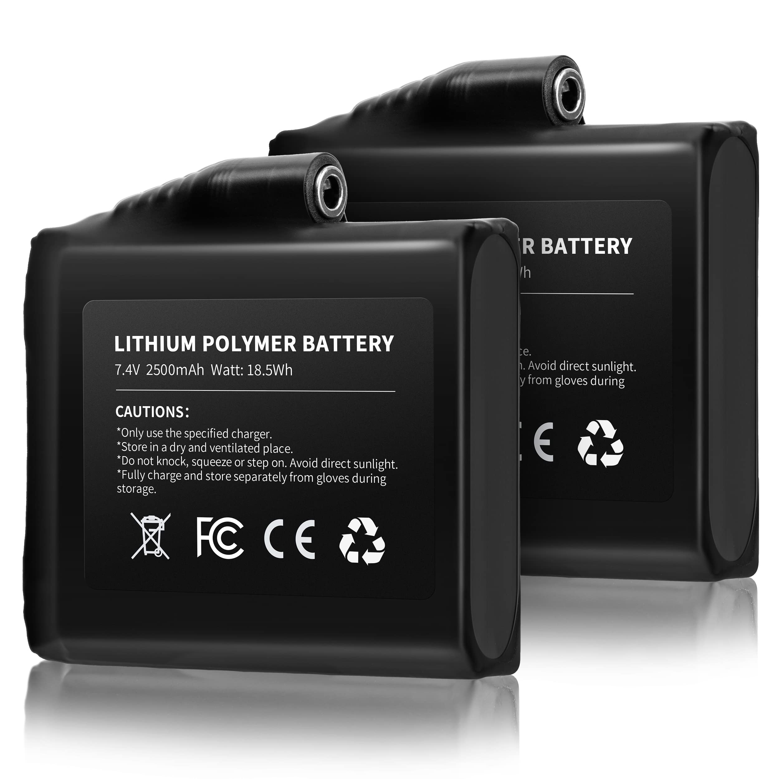 7.4V 2500mAh/3000mAh Rechargeable Lithium-ion Battery Pack for Heated Gloves - 2 Pack - Long Lasting Power for Winter Sports, Skiing, Snowboarding & Outdoor Activities