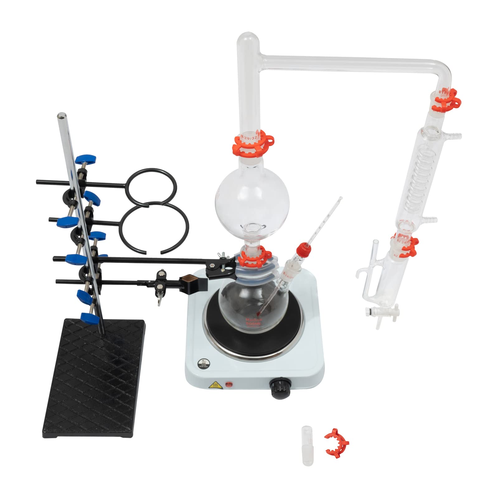 500ml Essential Oil Distillation Kit - Home Lab Glassware Set with Hot Plate & Graham Condenser for DIY Aromatherapy, Herbal Extracts & Essential Oil Making | Perfect for Home Laboratories, Science Experiments & Natural Remedies