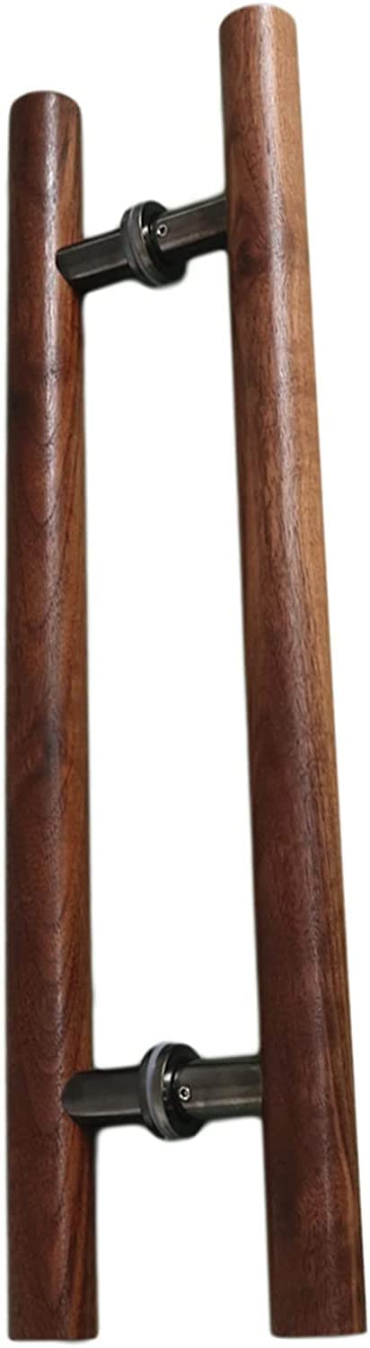ETULLE Double-Sided Barn Door Handle - 47 Inch Black Walnut Wooden Pull for Interior & Exterior Doors - Perfect for Wood, Steel, Aluminum & Glass Doors - Farmhouse & Modern Home Decor