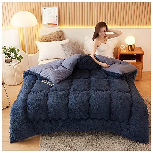 Premium Winter Duvet - 100% Natural Lamb Wool Comforter with Double Cashmere & Thickened Cotton - Ultra Warm Queen Size Blanket (150x200cm/2.5kg, Blue) - Perfect for Cold Nights, Bedroom Luxury & Cozy Gift Giving