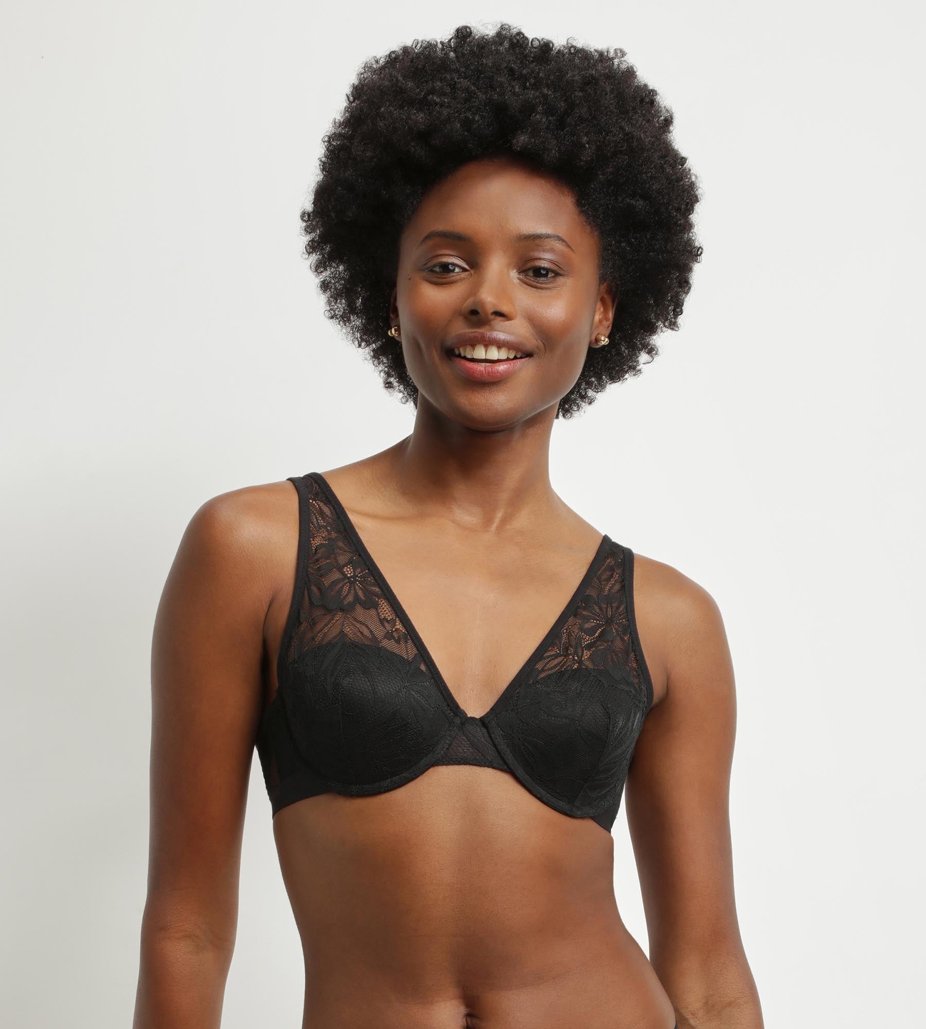 Lace Black Leaf Print Scarf Bralette by Dim - Perfect for Layering, Date Nights & Boho Fashion