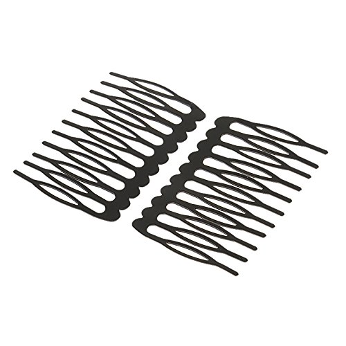 10 Pack Black Metal Wig Combs with 10 Teeth - Secure Hair Pins & Clips for Women's Hair Styling & DIY Beauty - Perfect for Cosplay, Wigs, Braids & Updos