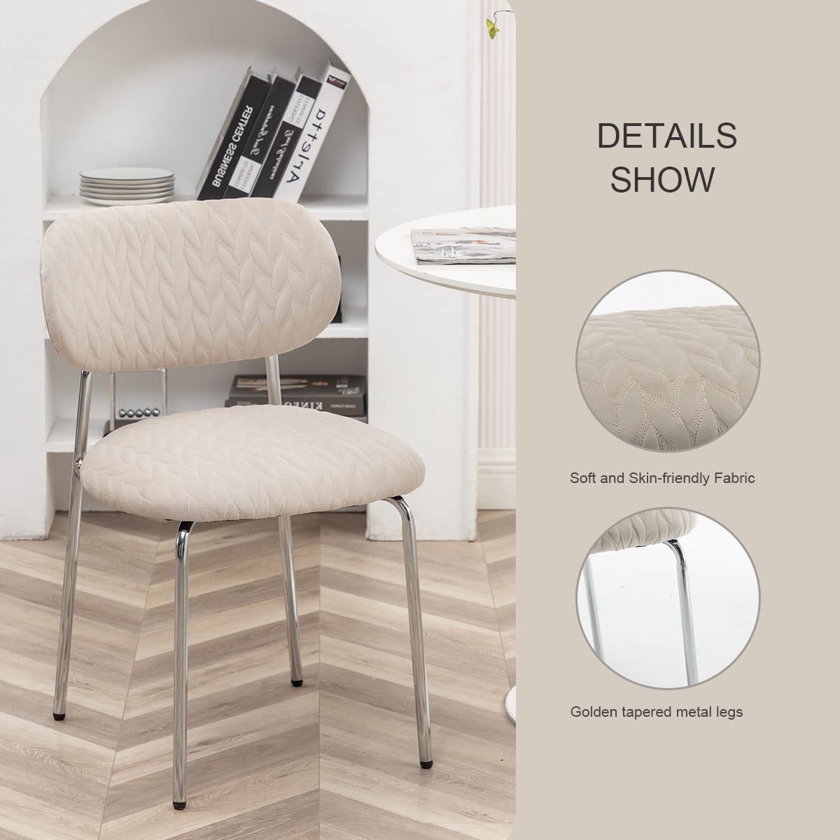 Modern Velvet Upholstered Dining Chairs Set of 2 with Soft Back & Metal Legs - Elegant White Kitchen, Dining Room, Living Room Seating for Home Decor
