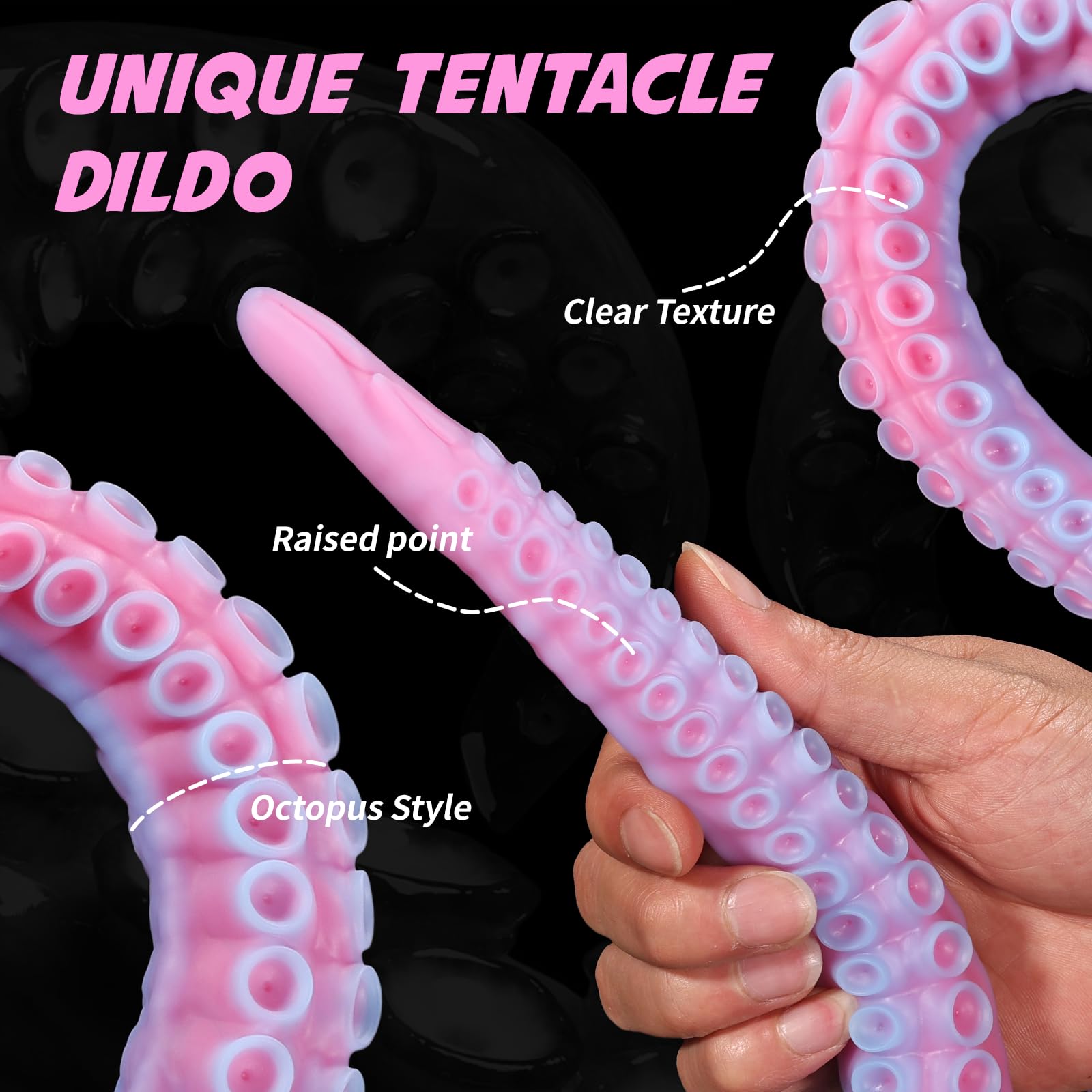 Nothosaur ALLA 22 Inch Tentacle Series Dildo - Platinum Silicone Anal Plug with Strong Suction Cup | Monster Fantasy Sex Toy for Women, Men & Couples | Glow in The Dark (GITD) | Perfect for BDSM, Roleplay & Spicing Up Your Bedroom Adventures
