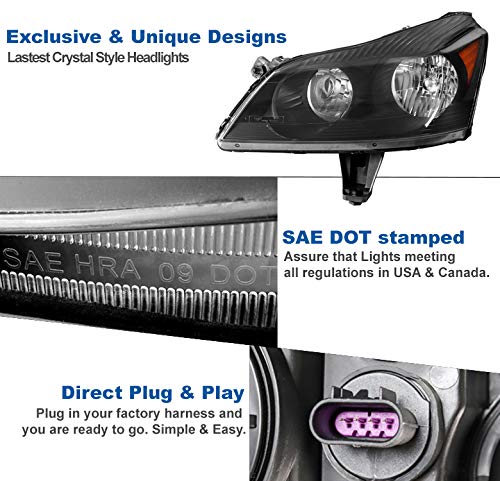 2009-2012 Chevy Traverse LS/LT Replacement Black Headlights - High Performance Headlamps for Night Driving & Off-Road Use