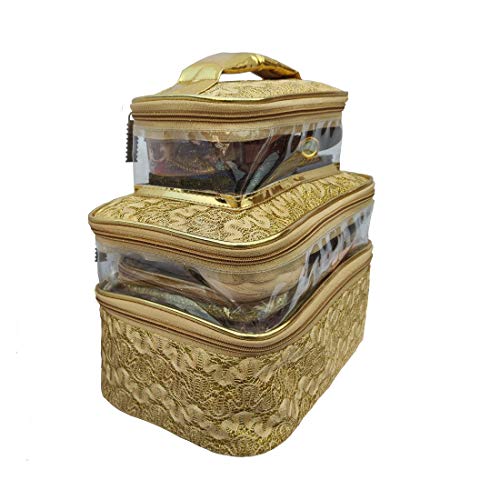 Gold Makeup Box & Cosmetic Bag - Elegant N A PURSE for Women | Perfect for Travel, Parties & Daily Use (POP Gold 01)