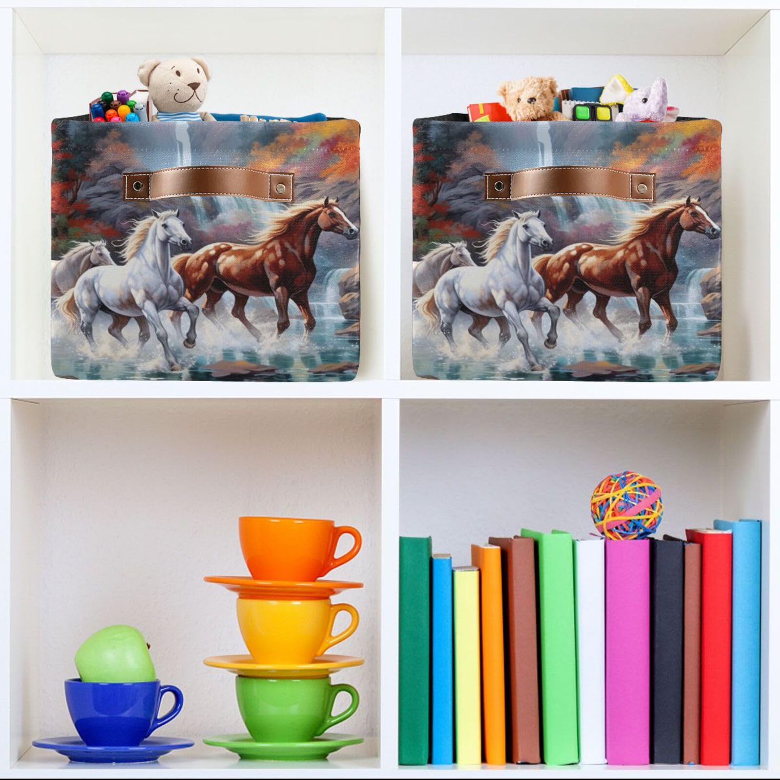 Foldable Canvas Storage Baskets with Handles - 2 Pack Rectangle Fabric Organizer Boxes for Home, Office & Closet | Perfect for Clothes, Toys & Home Decor Organization