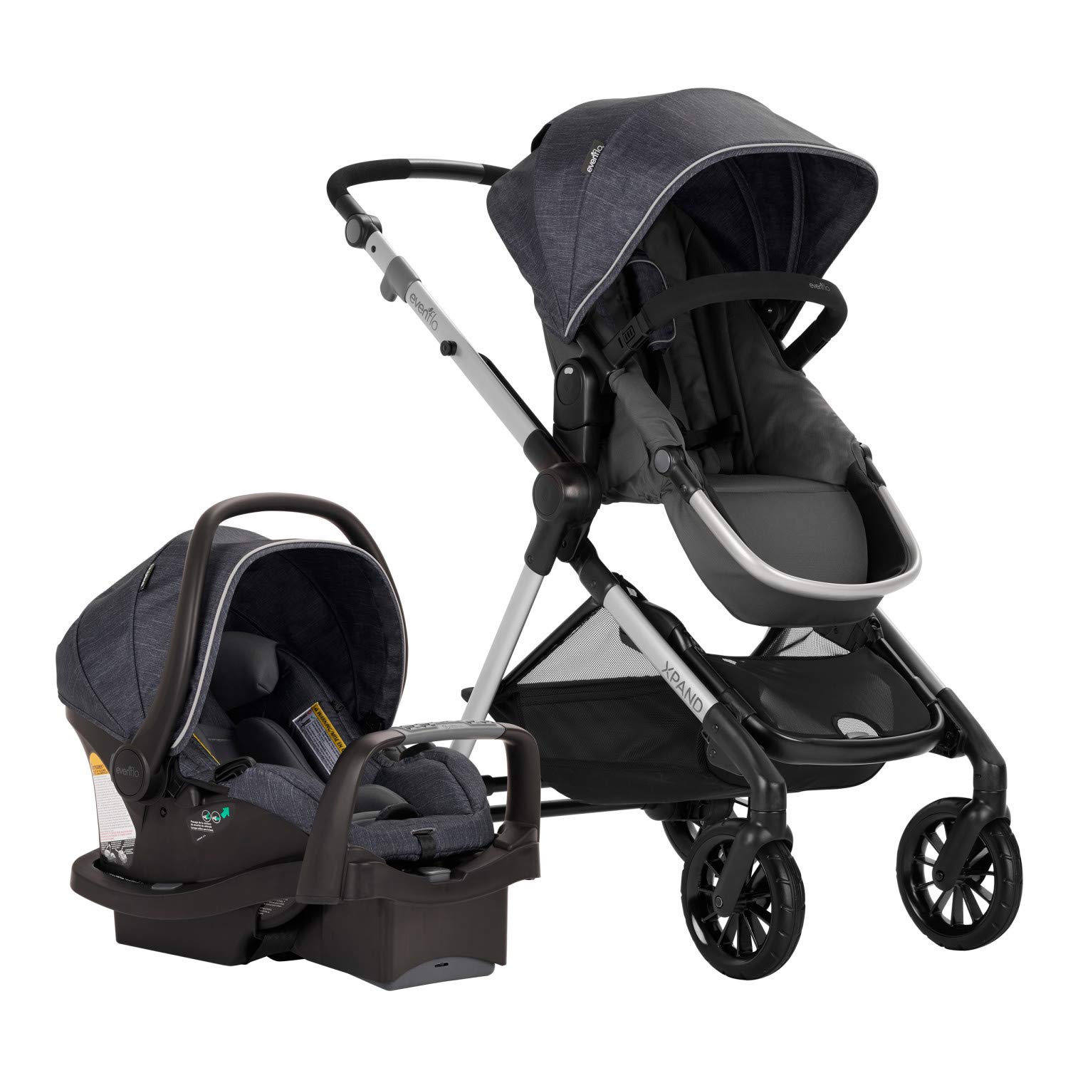 Evenflo Pivot Xpand Modular Travel System with SafeMax Infant Car Seat - Lightweight Stroller & Convertible Car Seat for Newborns to Toddlers | Perfect for Air Travel, Shopping & Daily Outings