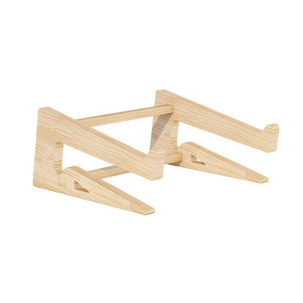 Ergonomic Wooden Laptop Stand for Home & Office - Adjustable Height Laptop Riser with Storage (Khaki) - Perfect for Desk Organization & Comfortable Typing