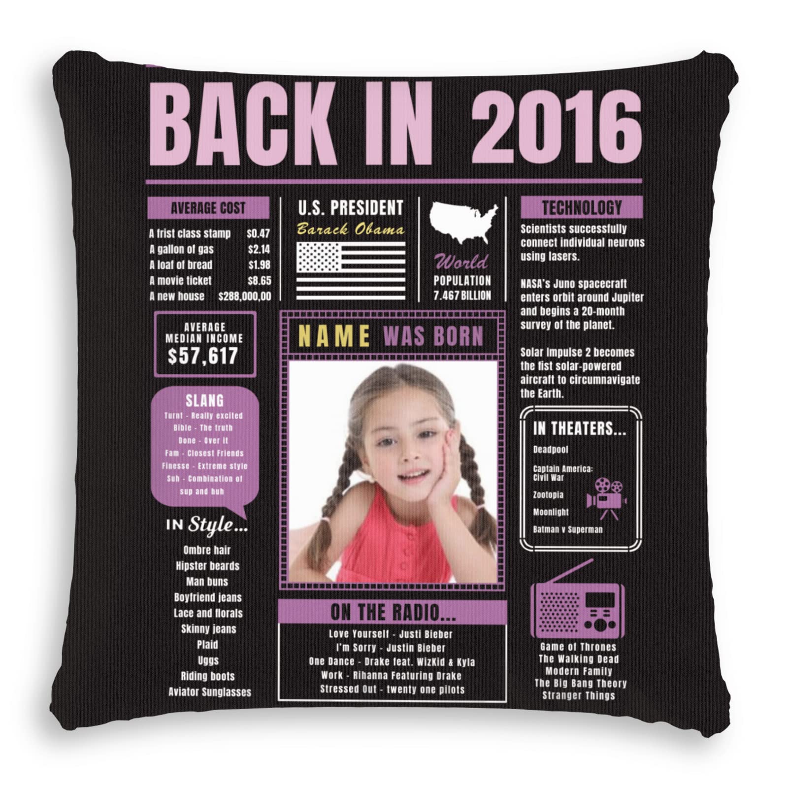 Custom Purple 8th Birthday Throw Pillow - Super Soft Personalized Sofa Cushion for 8 Year Old Birthday Party Favors | Perfect Decorations & Gifts for Boys, Girls, Men & Women | Great for Birthday Celebrations, Home Decor & Special Occasions