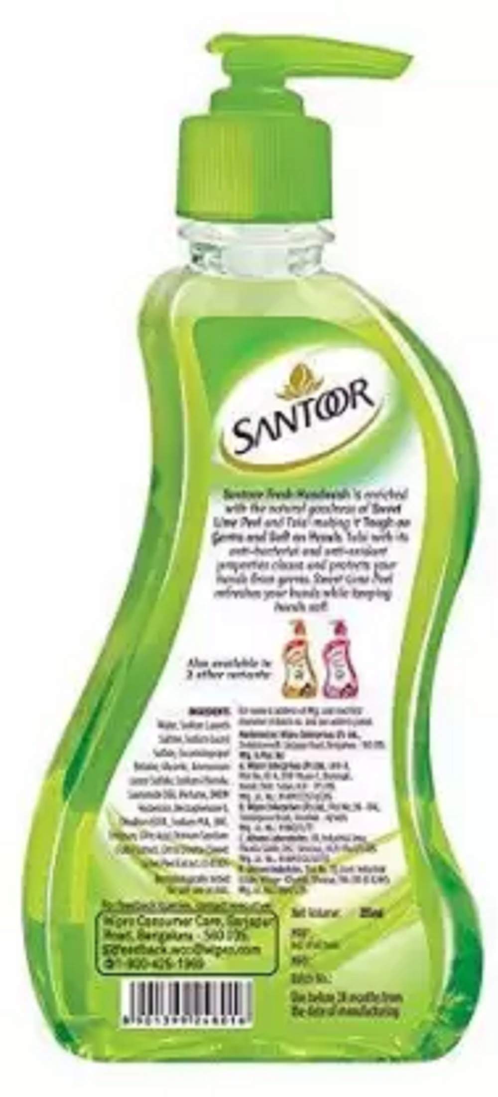 Santoor Hand W789 Hand Wash Pump Dispenser (3 x 215ml) - Antibacterial Liquid Soap for Kitchen, Bathroom & Office - Refillable Dispenser for Home & Commercial Use
