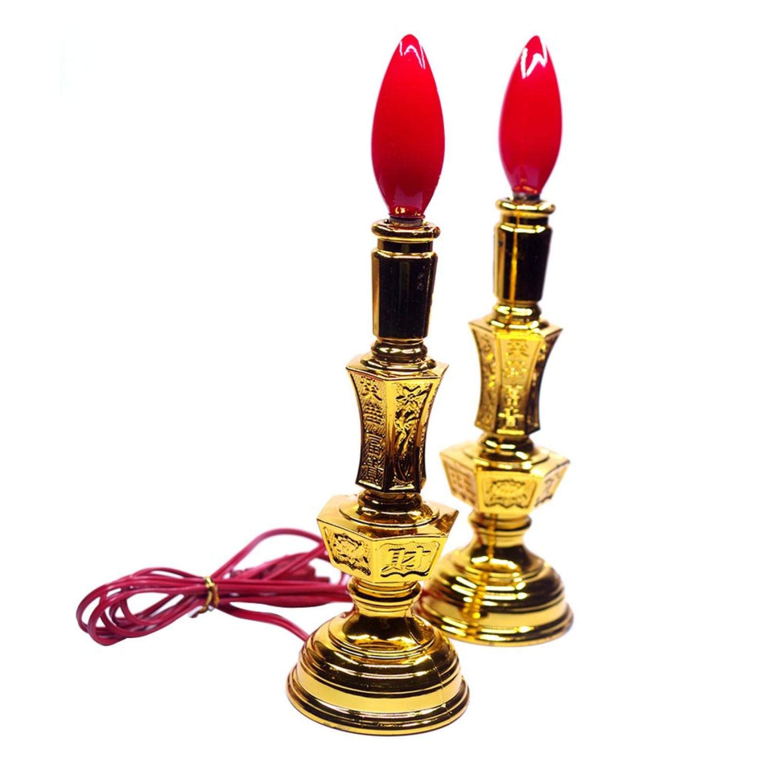 YMJSU 8 Inch Red LED Electric Candle Light - 2W E12 Bulb for Lotus Lamp, Buddha Lamp, Home Decor - Perfect for Meditation Rooms, Altars & Spiritual Spaces