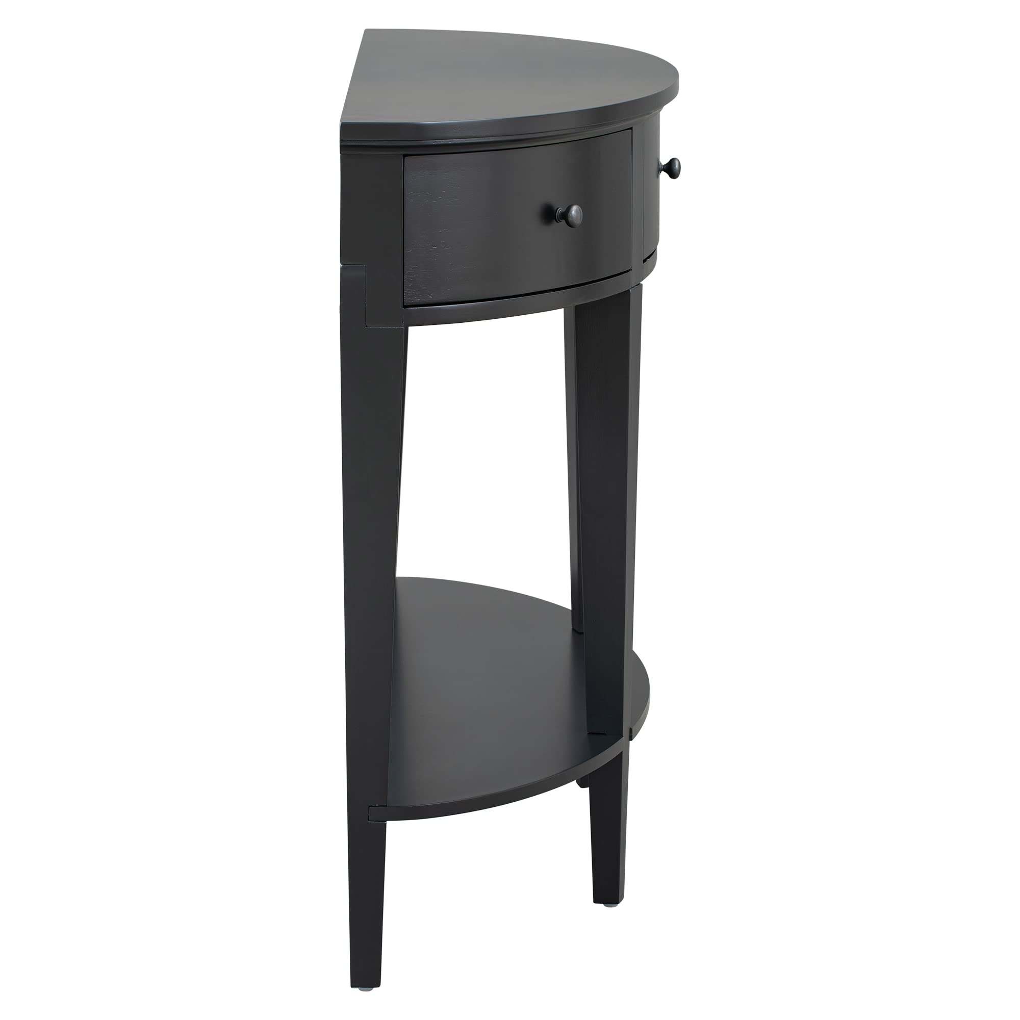 Modern Curved Console Table with 3 Drawers & Shelf - Sofa Table for Hallway, Entryway, Living Room - Sturdy Black Wooden Entry Table for Home Decor & Storage