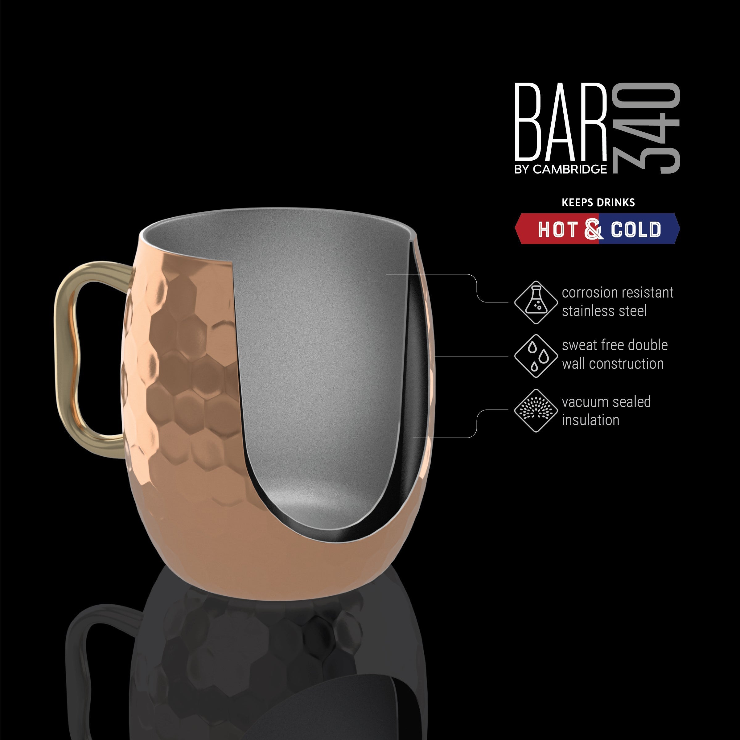 Premium Hammered Copper Moscow Mule Mugs Set of 2 - 16oz Copper Cups for Cocktails, Iced Coffee & Cold Drinks - Perfect for Parties, Gifts & Home Bar Essentials