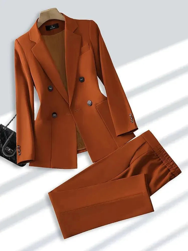 Elegant Women's Double Breasted Pant Suit - Professional Office Wear & Business Attire for Women - Perfect for Job Interviews, Corporate Meetings and Formal Events