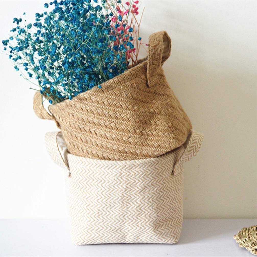 Stylish Hemoton Small Woven Cotton Basket - Decorative Closet Organizer, Nursery Storage Bin, Toy Basket & Desktop Organizer | Perfect for Home, Office & Kids Room Organization