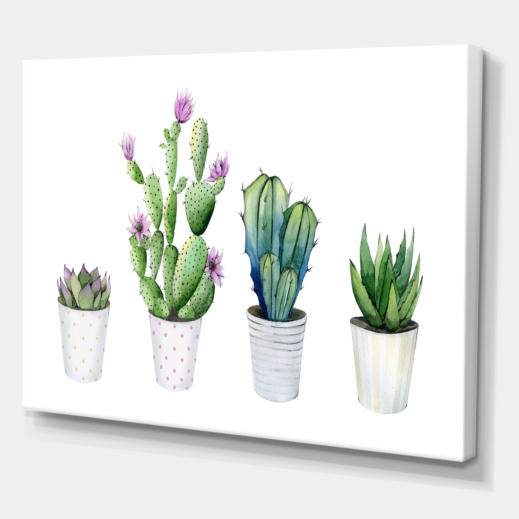 DesignQ Cactus Succulent Aloe Vera Potted Plants - Farmhouse Style Canvas Wall Art Decor for Living Room, Bedroom & Office