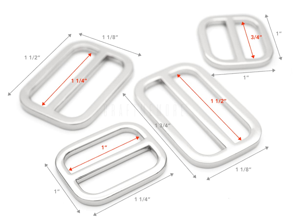 CRAFTMEMORE Oval Slide Buckle Metal Triglide Strap Keeper - 6 Pack Adjustable Belt Buckles for Bags, Backpacks, Luggage & DIY Crafting Projects