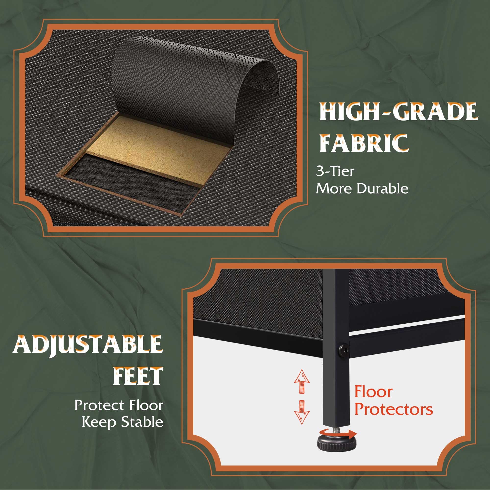 WLIVE 2-Drawer Nightstand & 5/8-Drawer Dresser Set - Fabric Storage Tower Organizer with Textured Bins & Steel Frame - Charcoal Black for Bedroom, Hallway, Closet | Space-Saving Storage Solution for Small Apartments & Dorm Rooms