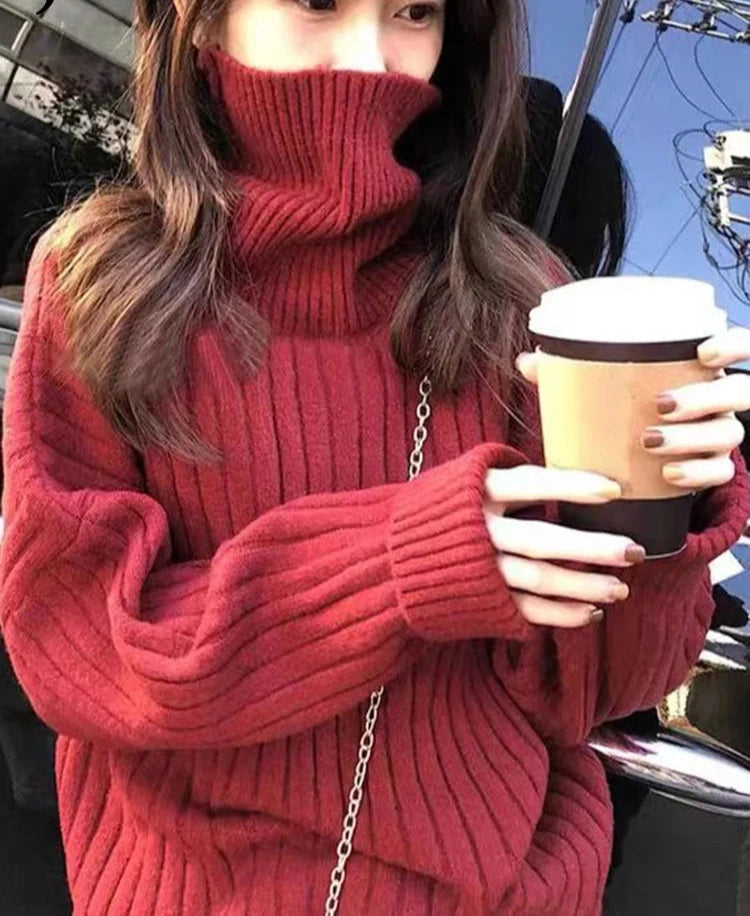 9 Color Women's Loose Knit Turtleneck Sweater - Long Sleeve Solid Pullover for Autumn & Winter | Casual Blue & Other Colors | Perfect for Office Wear, Weekend Outfits and Holiday Fashion