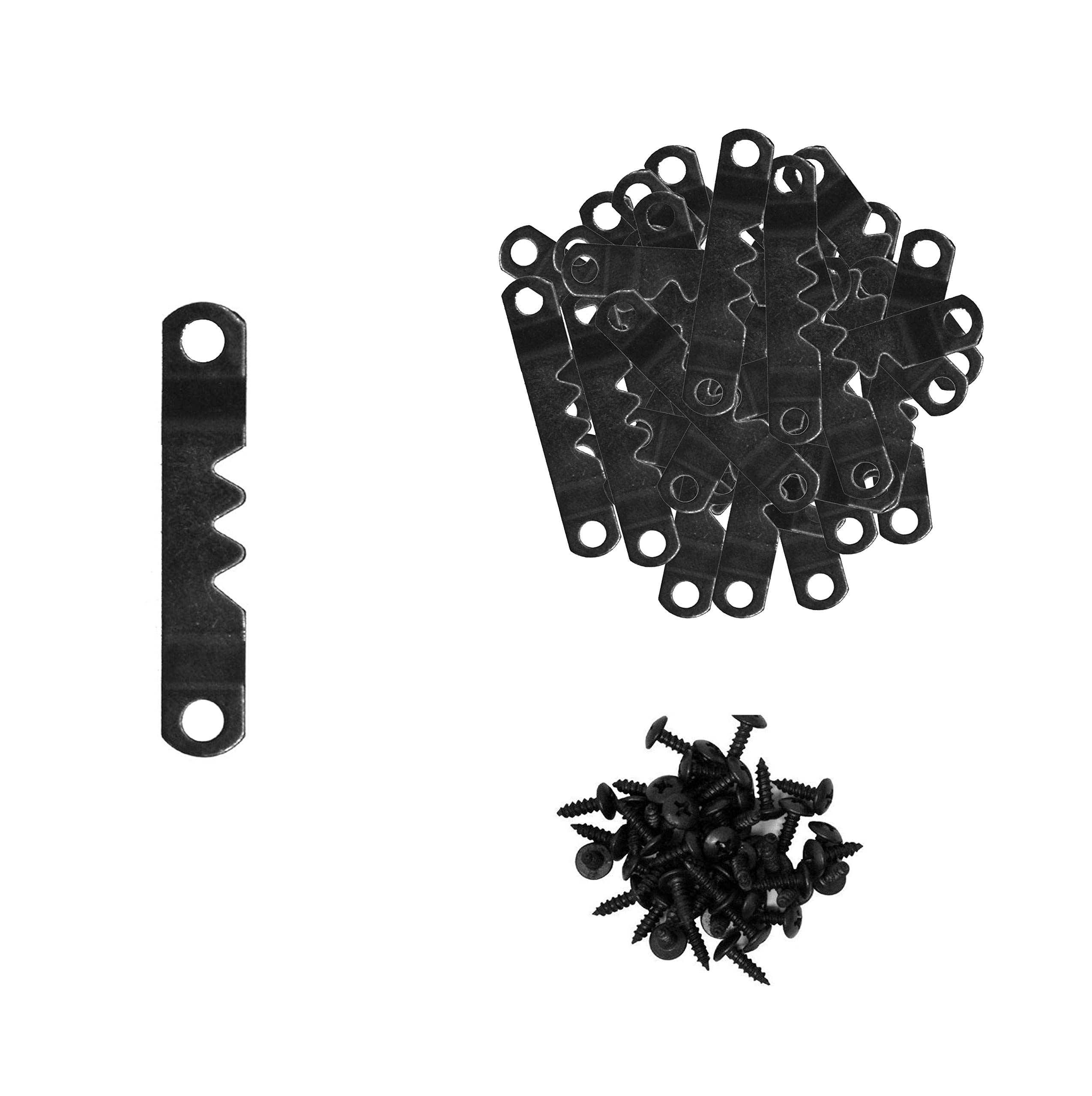 Sawtooth Picture Hangers - 100-Pack Small Black Picture Frame Hanging Kit with Screws for Canvas, Wood & Paintings | Secure Wall Mounting for Home, Office & Gallery Displays by Mandala Crafts