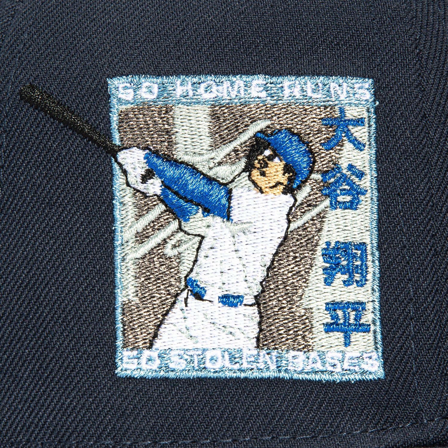 New Era 59Fifty Los Angeles Dodgers Shohei Ohtani 50/50 Patch Kanji Script Baseball Cap - Navy Blue Fitted Hat for MLB Fans & Streetwear Fashion