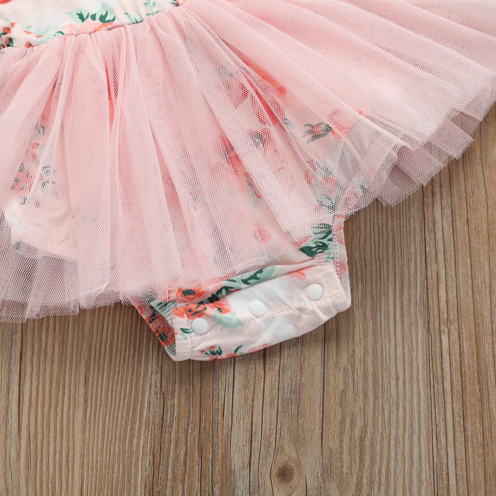 Adorable Baby Girl Romper Dress with Ruffle Short Sleeves & Tutu Skirt - Princess Mesh Bodysuit Outfit Set with Headband for Newborn Infant Photo Shoots, Birthday Parties & Special Occasions