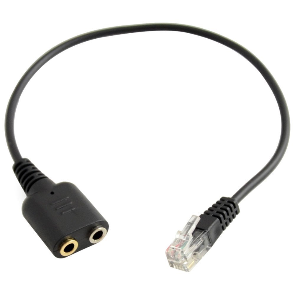 Qaoquda 2-Pack 3.5mm to RJ9 Headset Adapter Cable - Convert PC Headset to Telephone Headset for Call Centers, Office Phones & VoIP Systems