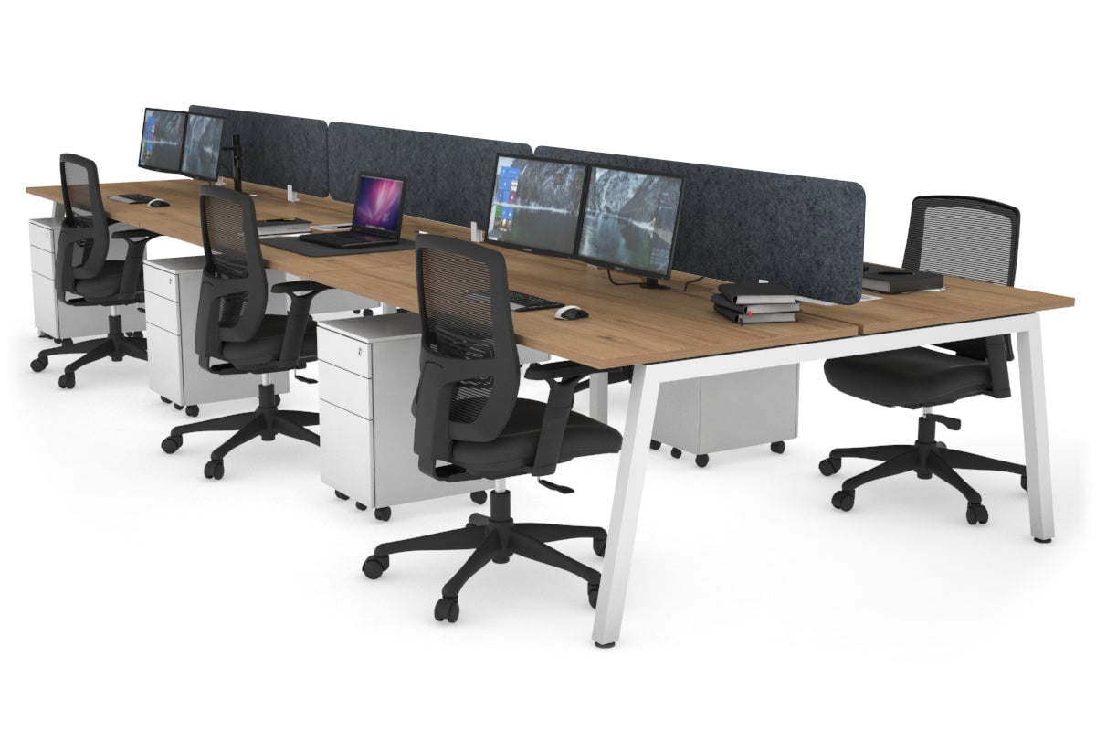Quadro 6-Person Office Workstation Desk - 1600L x 800W with Cable Management Scallop - Perfect for Team Collaboration, Open Office Spaces & Conference Rooms