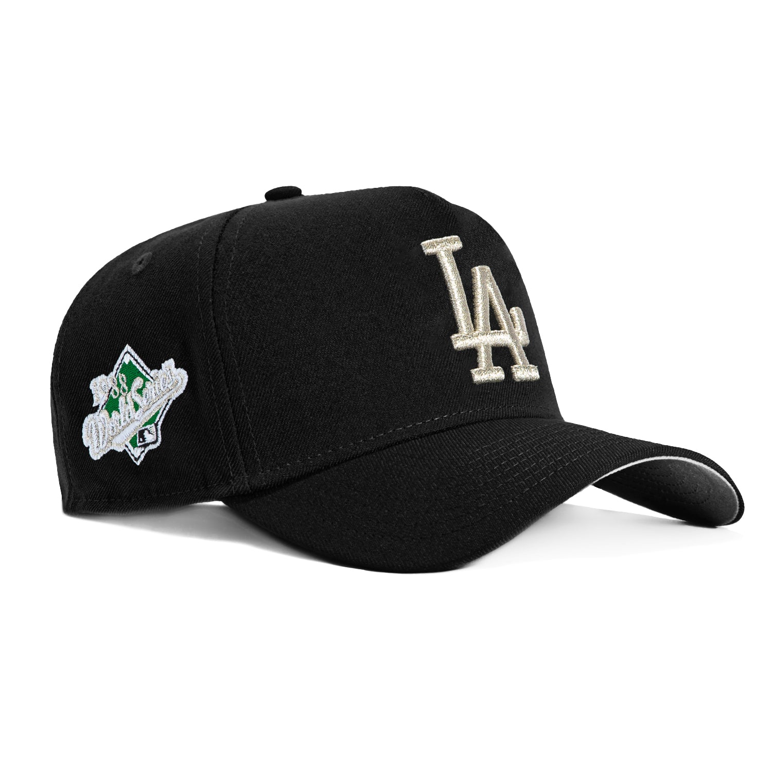 New Era 9Forty A-Frame Los Angeles Dodgers 1988 World Series Patch Snapback Hat - Black & Metallic Silver | Vintage Baseball Cap for Dodgers Fans, Sports Collectors & Streetwear Fashion