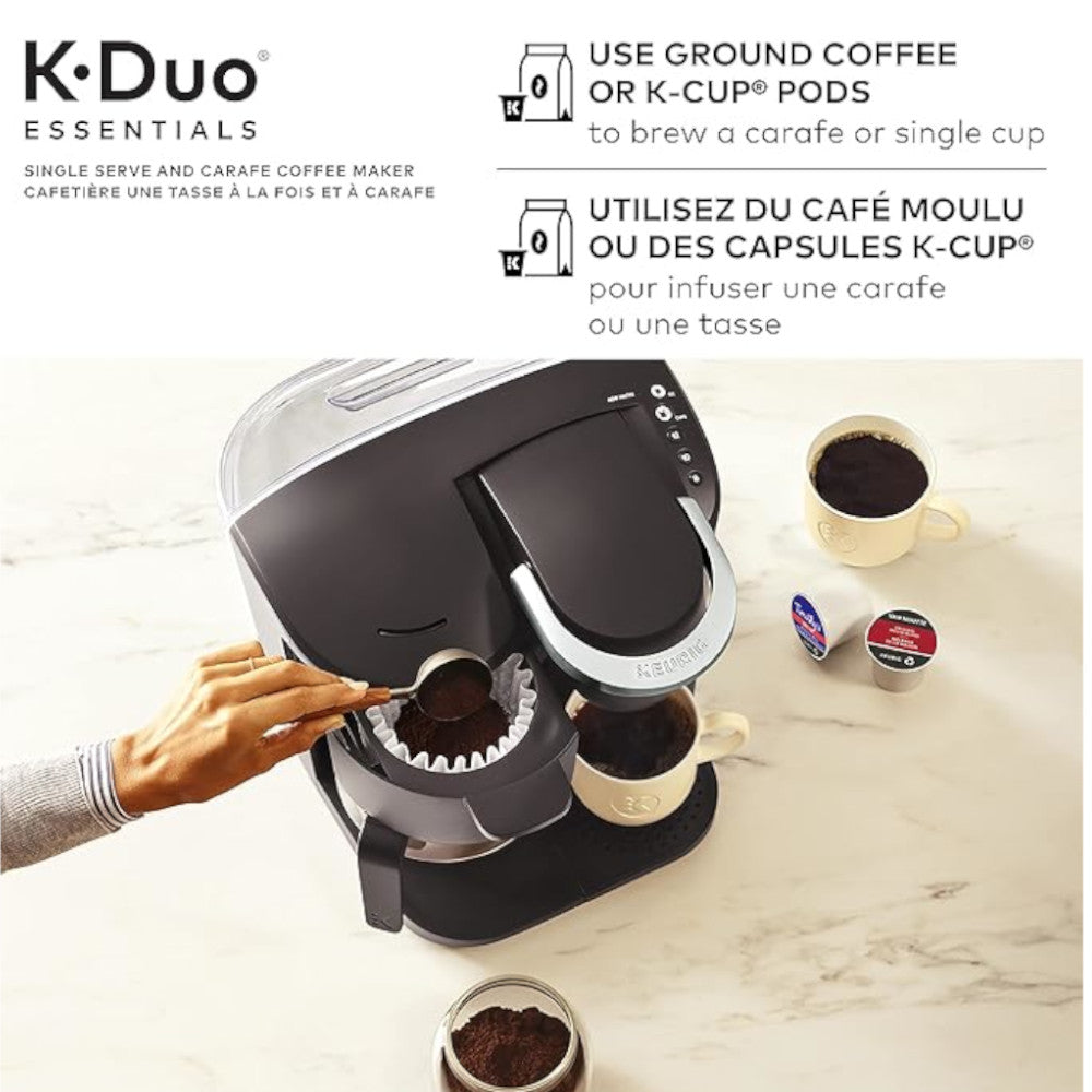 Keurig K Duo Essentials Coffee Maker - Single Serve K-Cup Pod & 12-Cup Carafe Brewer (Certified Refurbished with Home Essentials Warranty) - Perfect for Home, Office & Entertaining