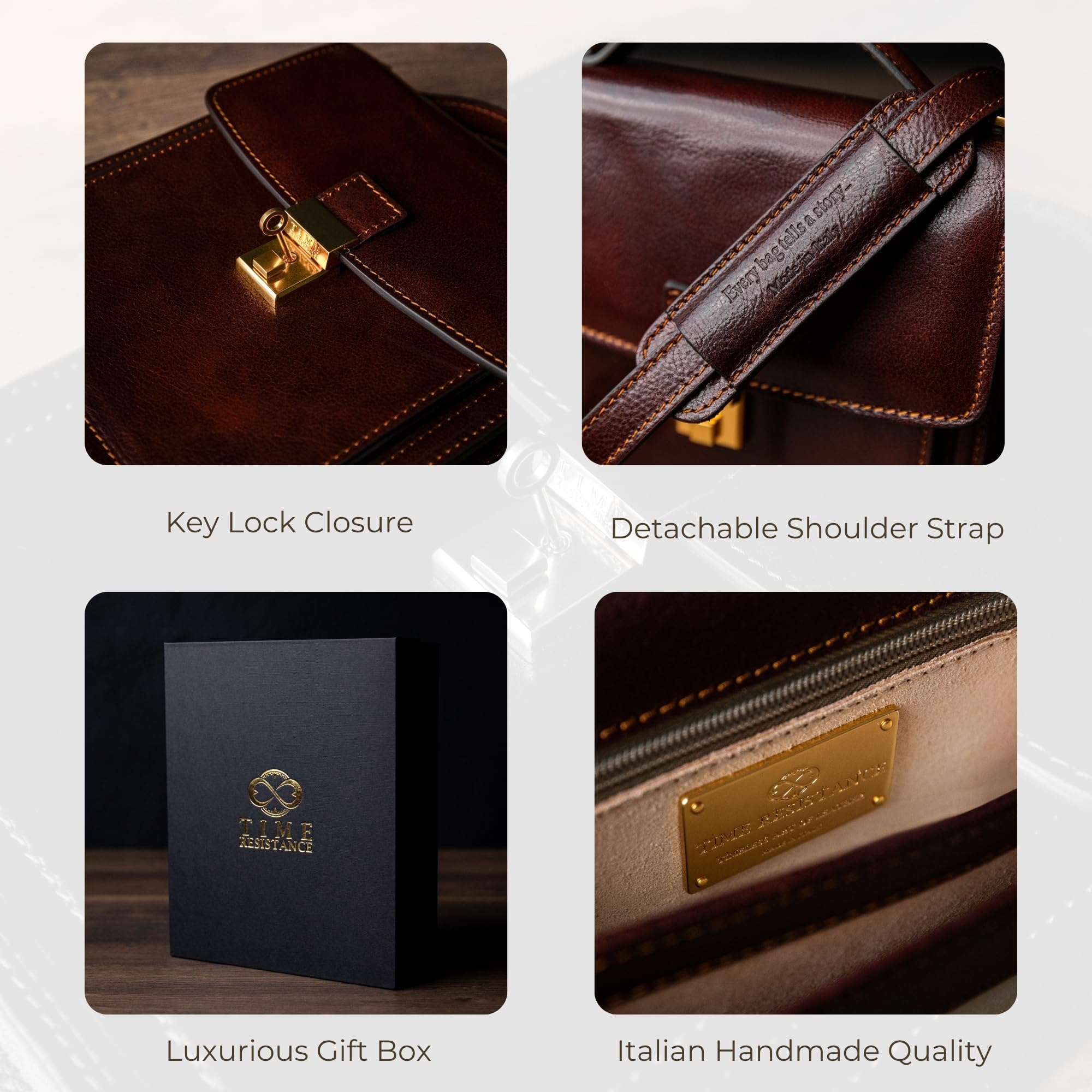 Premium Italian Leather Messenger Bag for Men - Durable Crossbody Briefcase with Time Resistance - Gift Box Included - Perfect for Office, Travel & Business Meetings