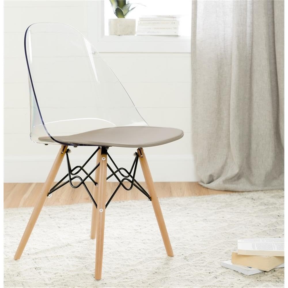 South Shore Versa Weathered Oak Desk with Gray Eiffel Style Chair - Modern Home Office Furniture Set for Small Spaces | Study Desk & Chair Combo for Students & Professionals