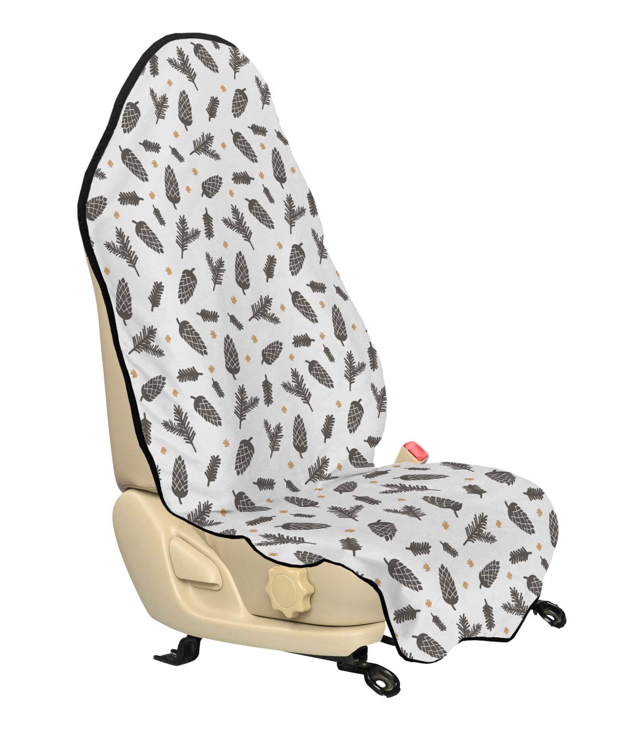 Ambesonne Earth Tones Car Seat Hoodie Cover - Christmas Winter Theme with Pine Cones, Snowflakes & Spruce Tree - Non-Slip Backing Universal Fit (30