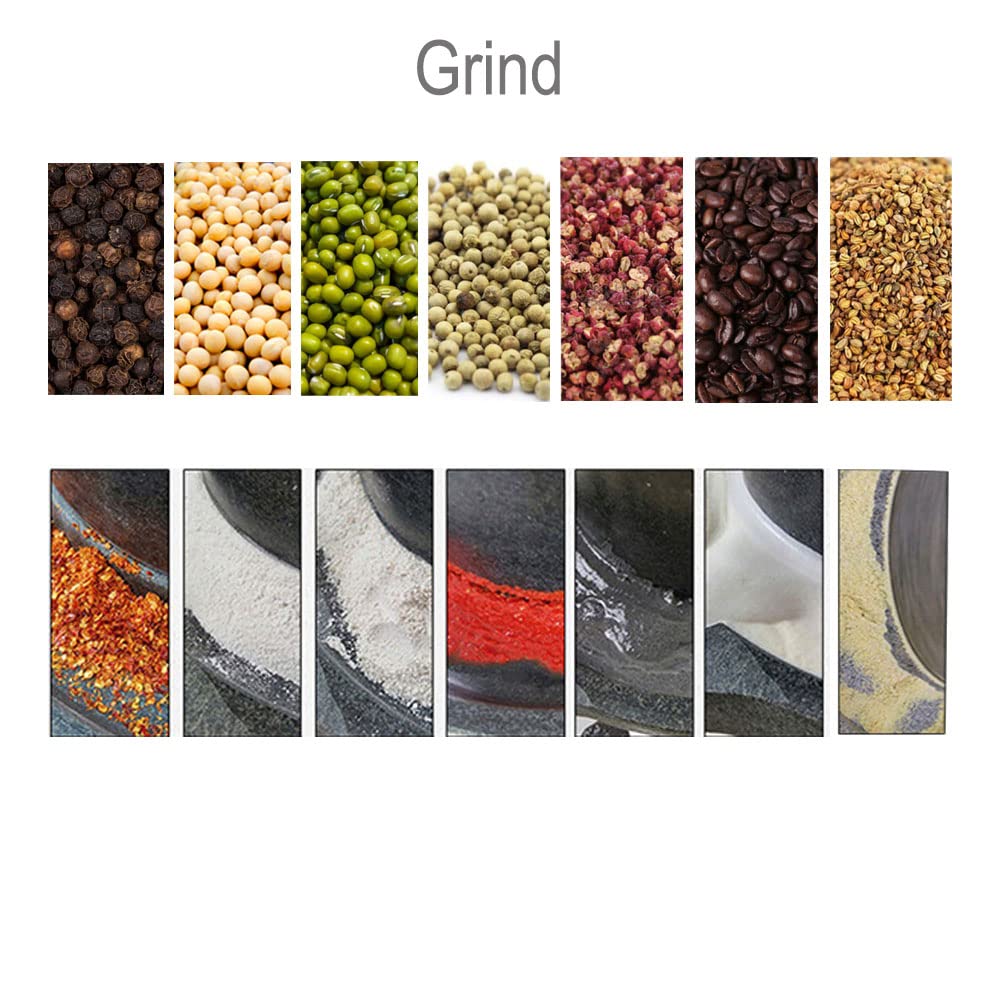 Premium Manual Granite Stone Grinder - Natural Stone Mill for Rice, Soybeans & Grains | Hand Crank Flour Mill with Wooden Stand (7.87