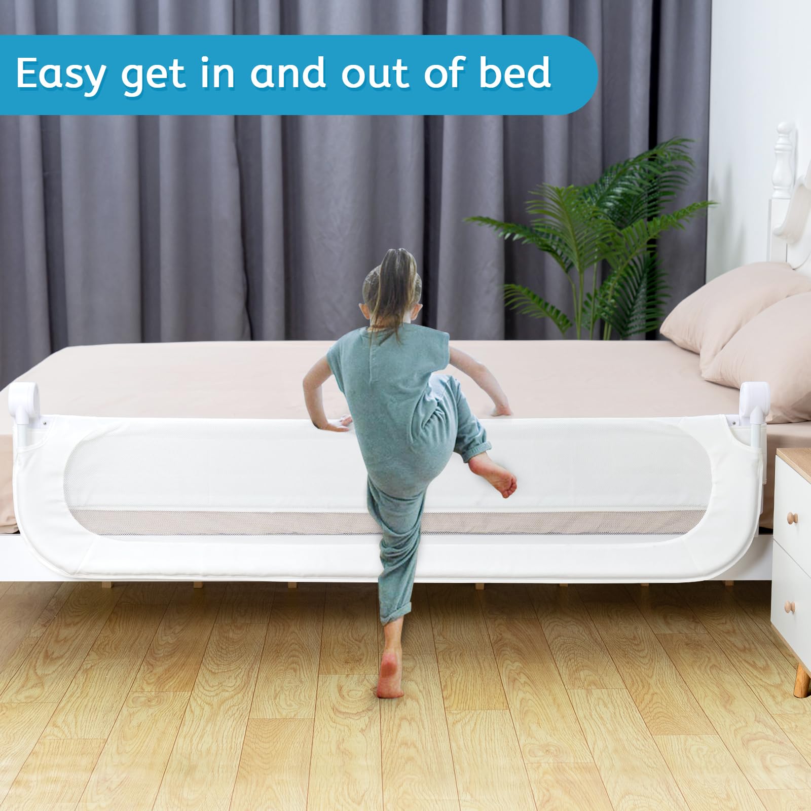 Y-STOP Convertible Toddler Bed Rail - Sturdy Crib Safety Guard with Reinforced Anchor for Baby & Kids | White | Perfect for Crib to Toddler Bed Transition & Nighttime Safety
