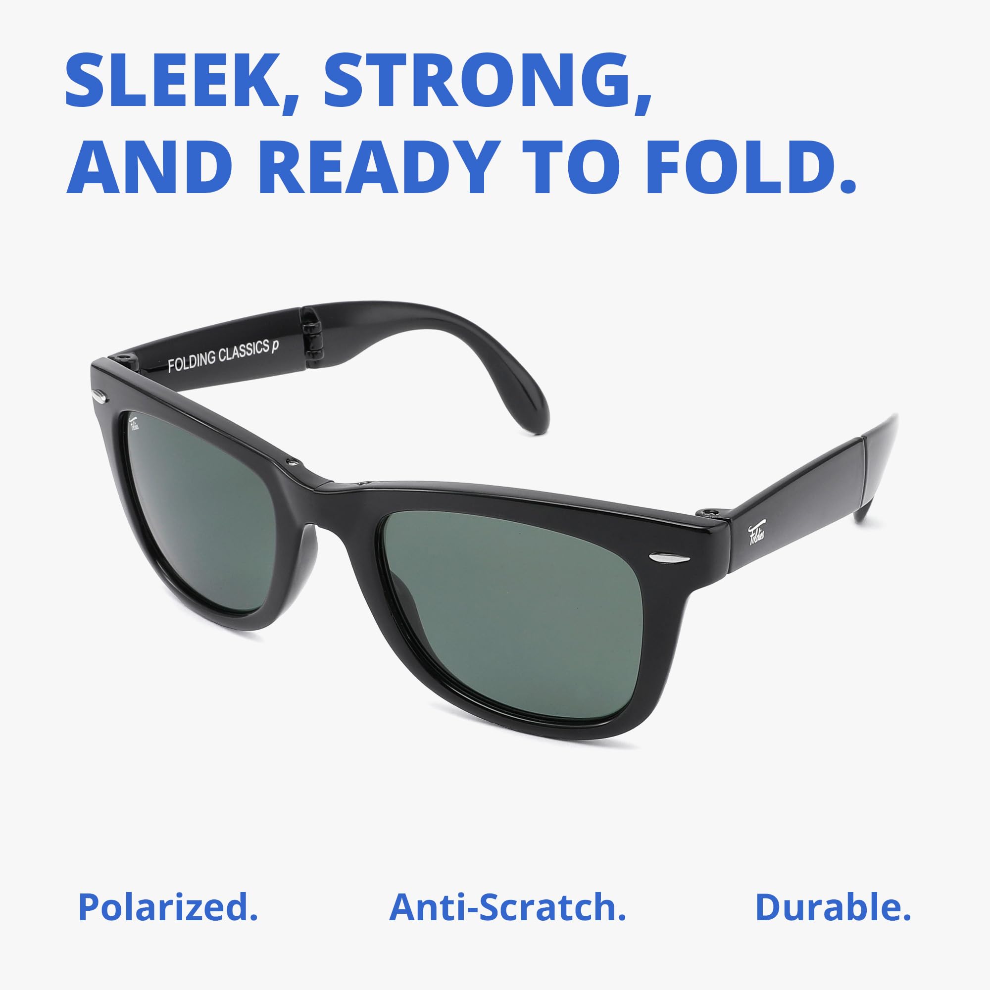 Polarized Folding Sunglasses for Men & Women - UV400, UVA/UVB Protection - Classic Style with Leather Case - Perfect for Travel, Driving & Outdoor Activities