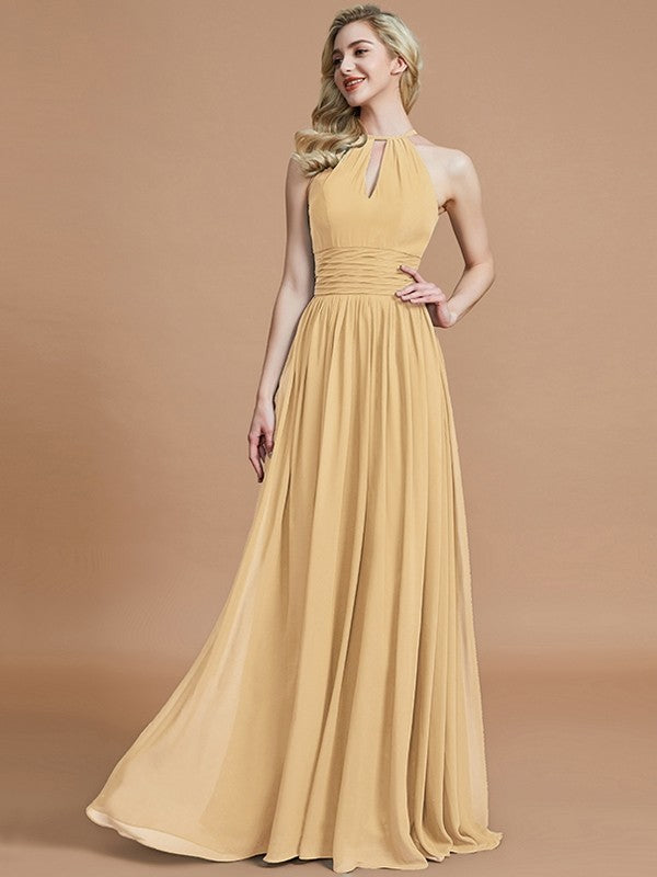 Elegant Chiffon Scoop Neck Sleeveless Bridesmaid Dresses for Weddings & Formal Events - Perfect for Summer Weddings, Beach Ceremonies, and Evening Parties