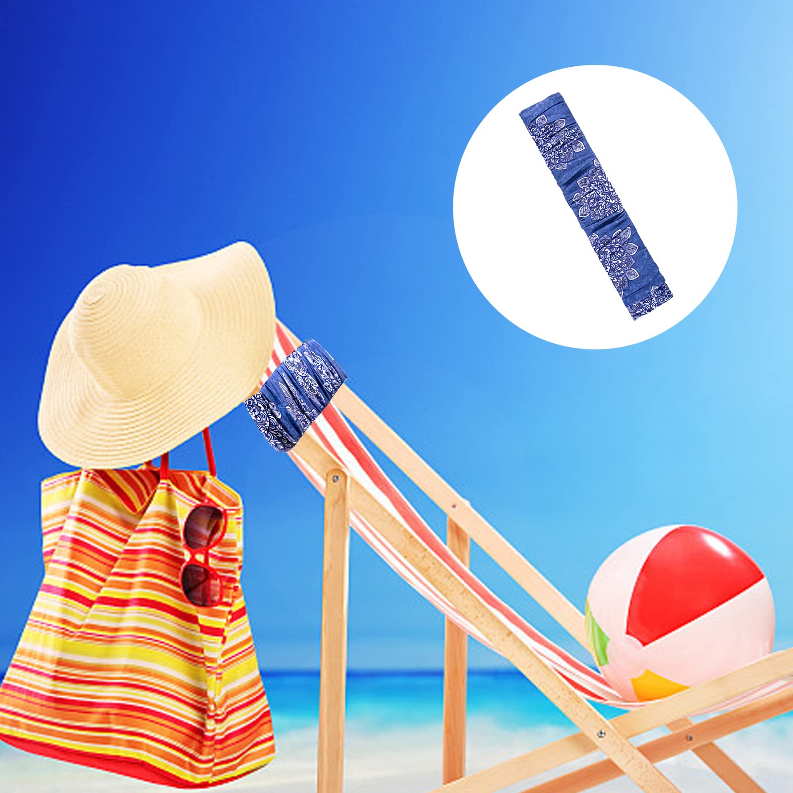 2Pcs Elastic Towel Bands for Beach Chairs - Adjustable Beach Towel Holder Clips for Pool, Cruise & Outdoor Chairs - Secure Towel Straps for Sunbathing, Lounging & Travel (Blue)