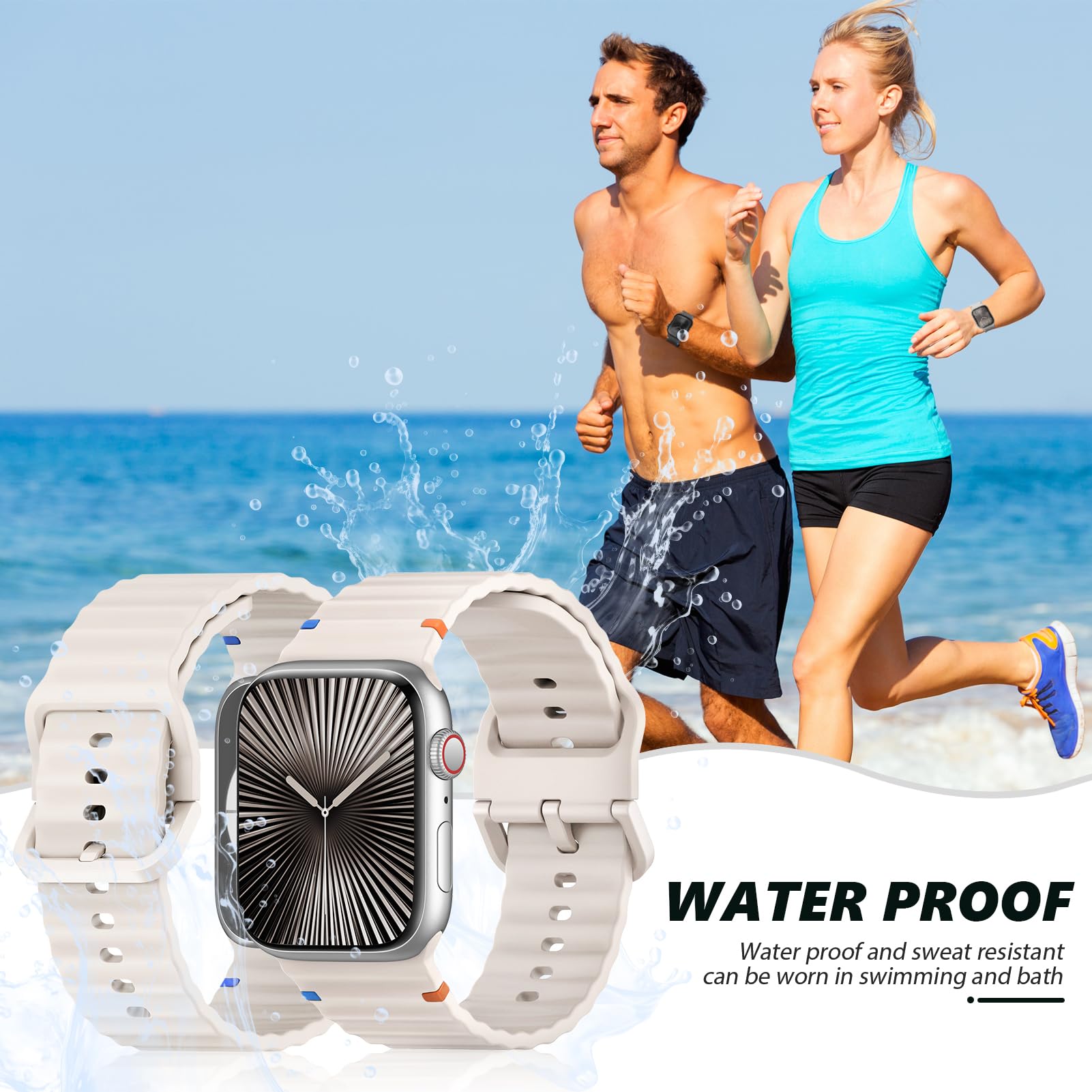 Premium Sport Band for Apple Watch Ultra/Series 10/9/8/7/6/5/4/3/SE (41mm/45mm) - Soft Silicone Waterproof Wristband for Men & Women - Perfect for Running, Swimming & Fitness Tracking