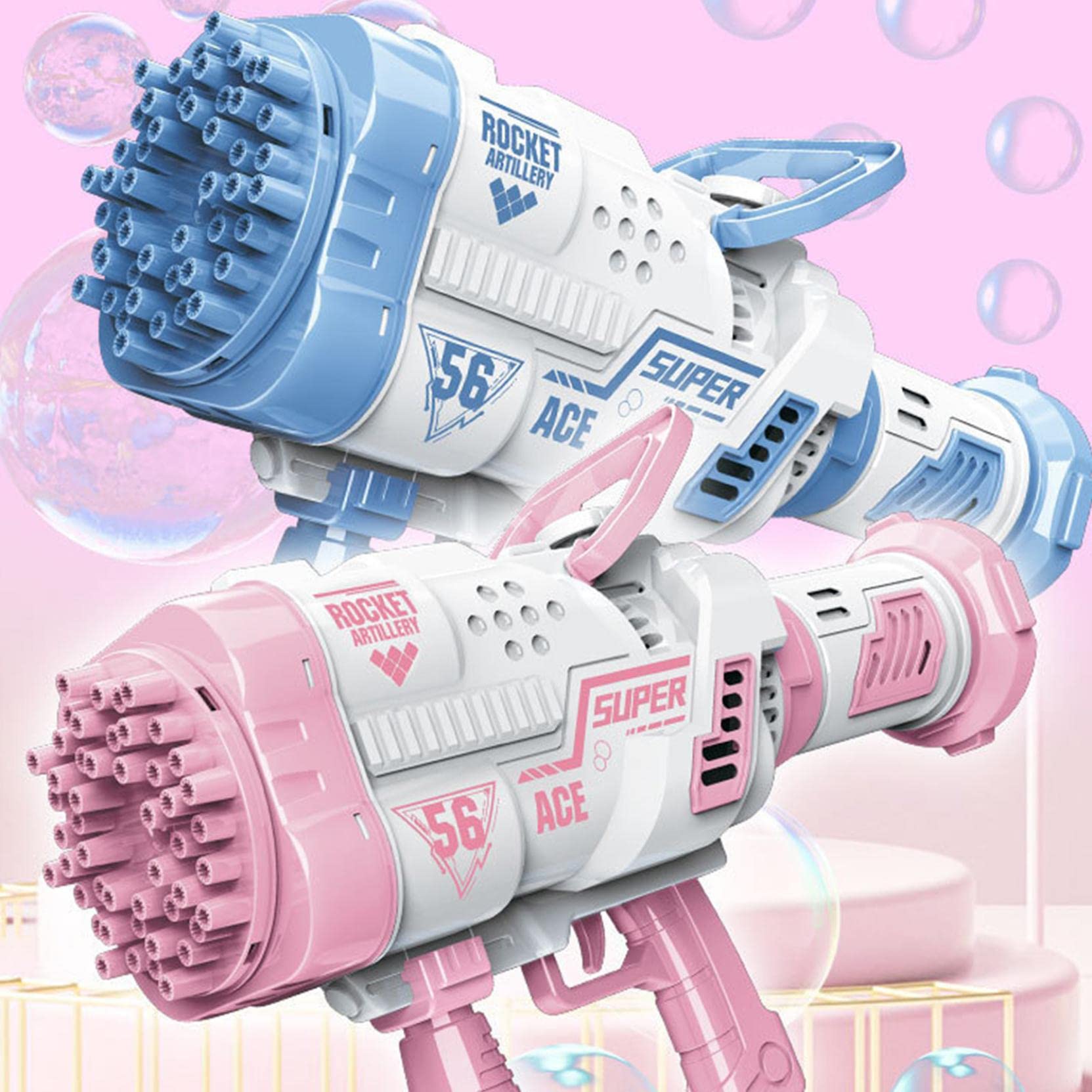 Automatic Bubble Blower Machine for Kids & Adults - Rotating Bubble Maker with LED Lights, Outdoor Party Toy Gift for Birthday, Summer Activities, Girls & Boys (Pink) | Perfect for Backyard Fun, Park Playdates, and Festive Celebrations