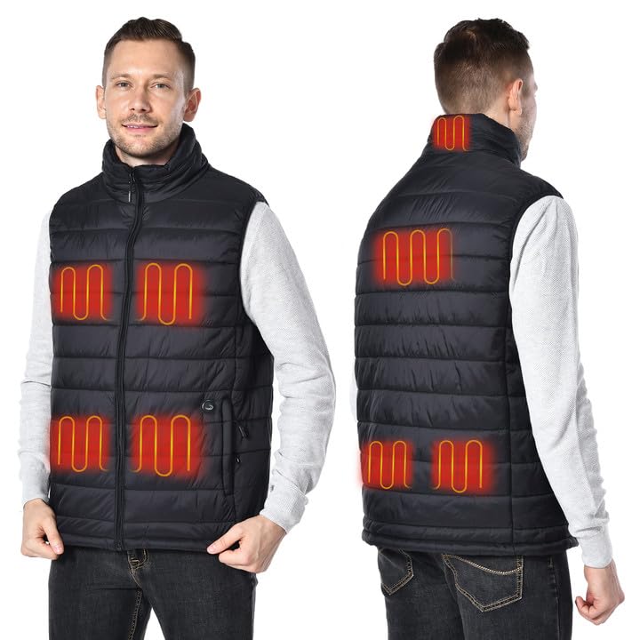 Uupalee Heated Vest for Men & Women - Lightweight Electric Warming Jacket with 3 Heat Settings, Outdoor Winter Wear (Black) - Perfect for Hiking, Camping, and Cold Weather Activities