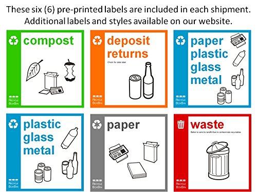 RecycleBoxBin Single Recycling Bin - 25 Gallon Large Capacity, Durable All-Plastic Construction, Lightweight with Changeable Label System | Perfect for Home, Office & Classroom Recycling Organization