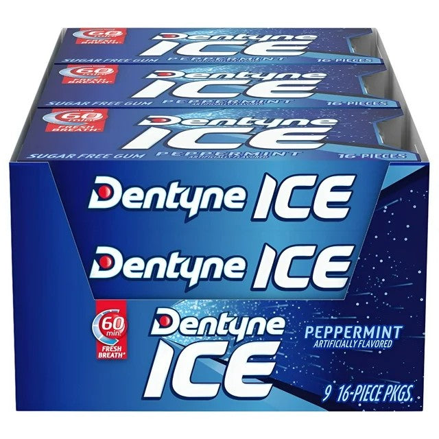 Dentyne Peppermint Sugar-Free Chewing Gum - 9 Count Box | Fresh Breath, Long-Lasting Flavor | Perfect for Work, Travel & After Meals