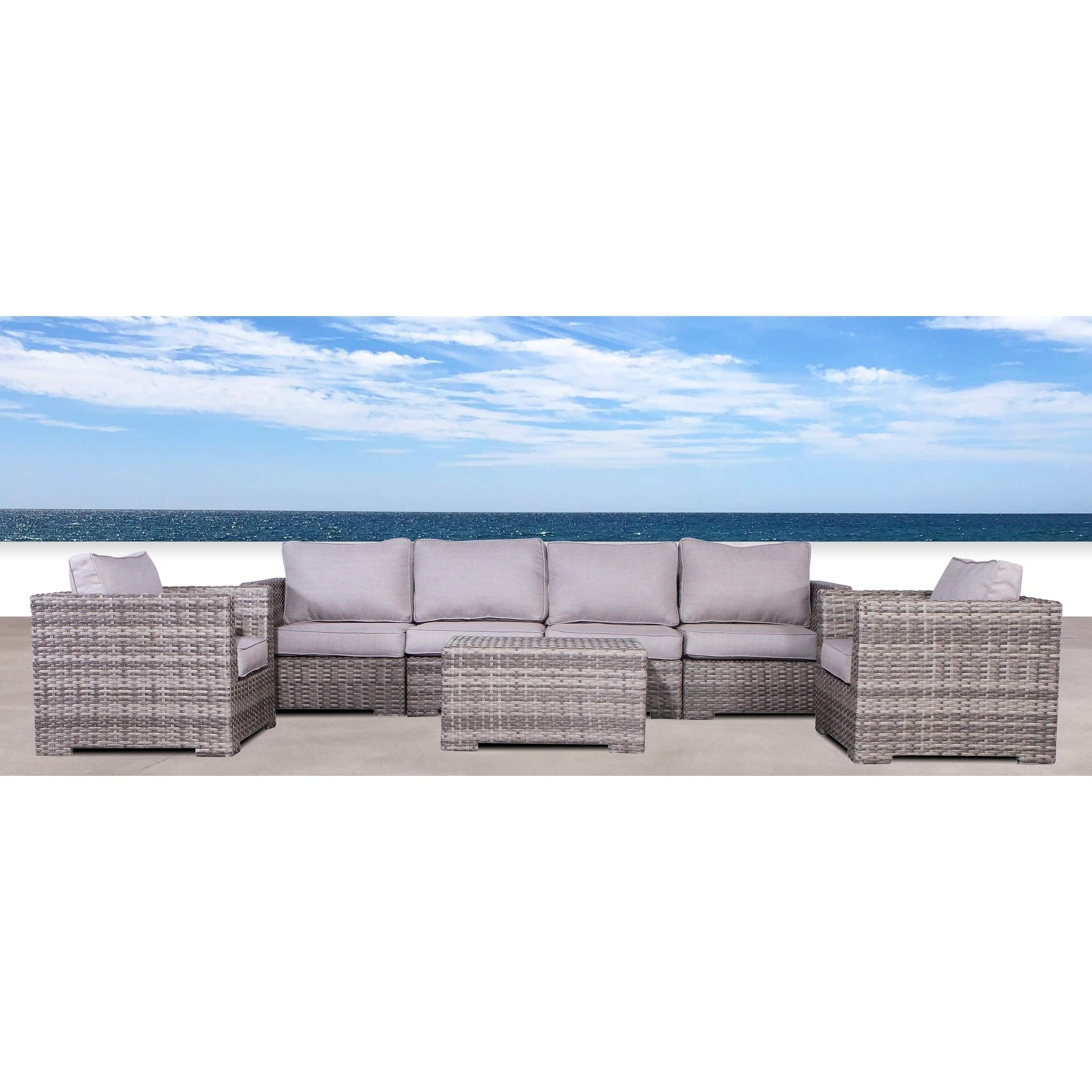 4-Piece Grey PVC Wicker Sectional Sofa Set with Cushions - Weather Resistant Outdoor Patio Furniture for Garden, Poolside & Backyard Relaxation