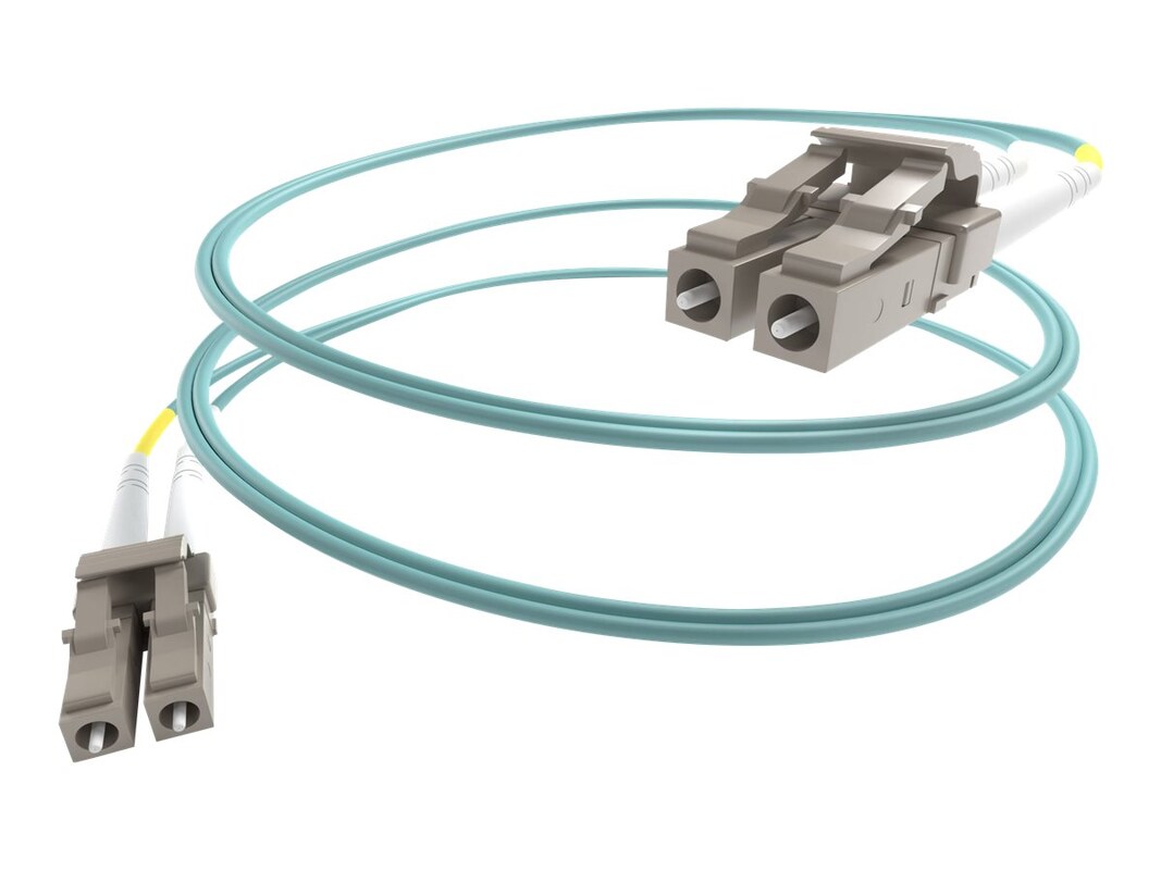 2.5 Meter LC to LC OM3 10Gig Fiber Optic Cable - Aqua OFNR 50/125 Micron Multimode Duplex Patch Cord for High-Speed Networking, Data Centers, and Server Rooms
