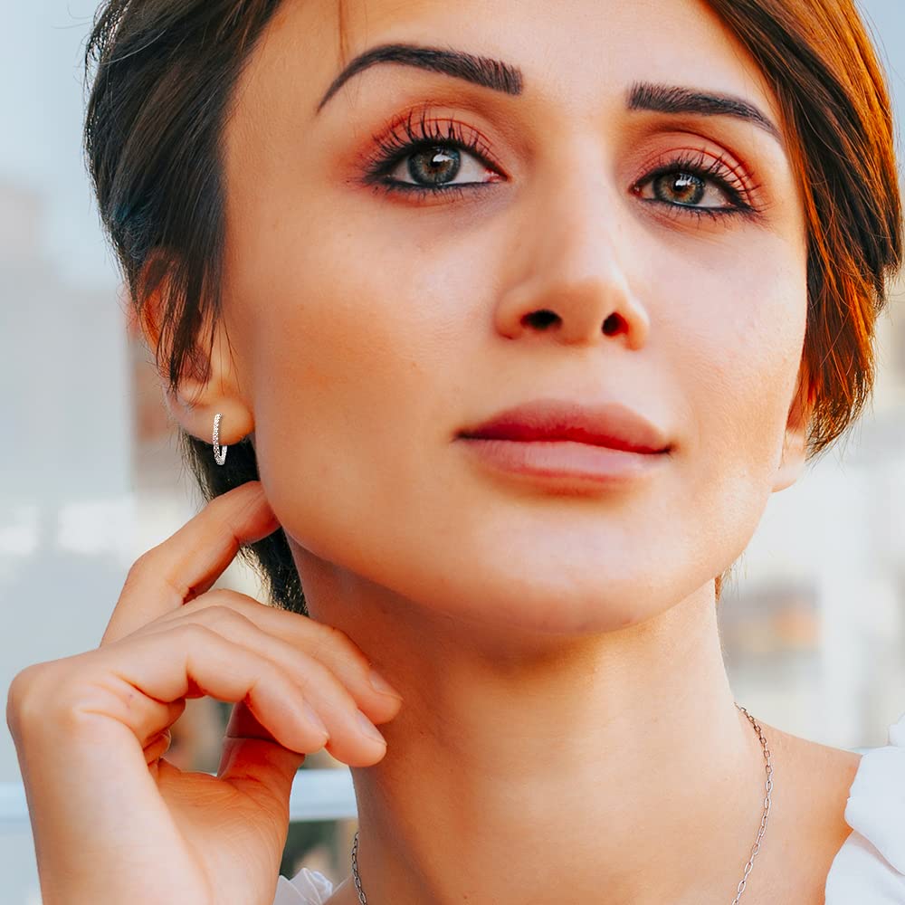 0.50-2.00 Carat Lab-Grown Diamond Hoop Earrings for Women - Sterling Silver Inside-Out Round Diamond Jewelry | Elegant Gift Box Included | Perfect for Weddings, Anniversaries & Special Occasions