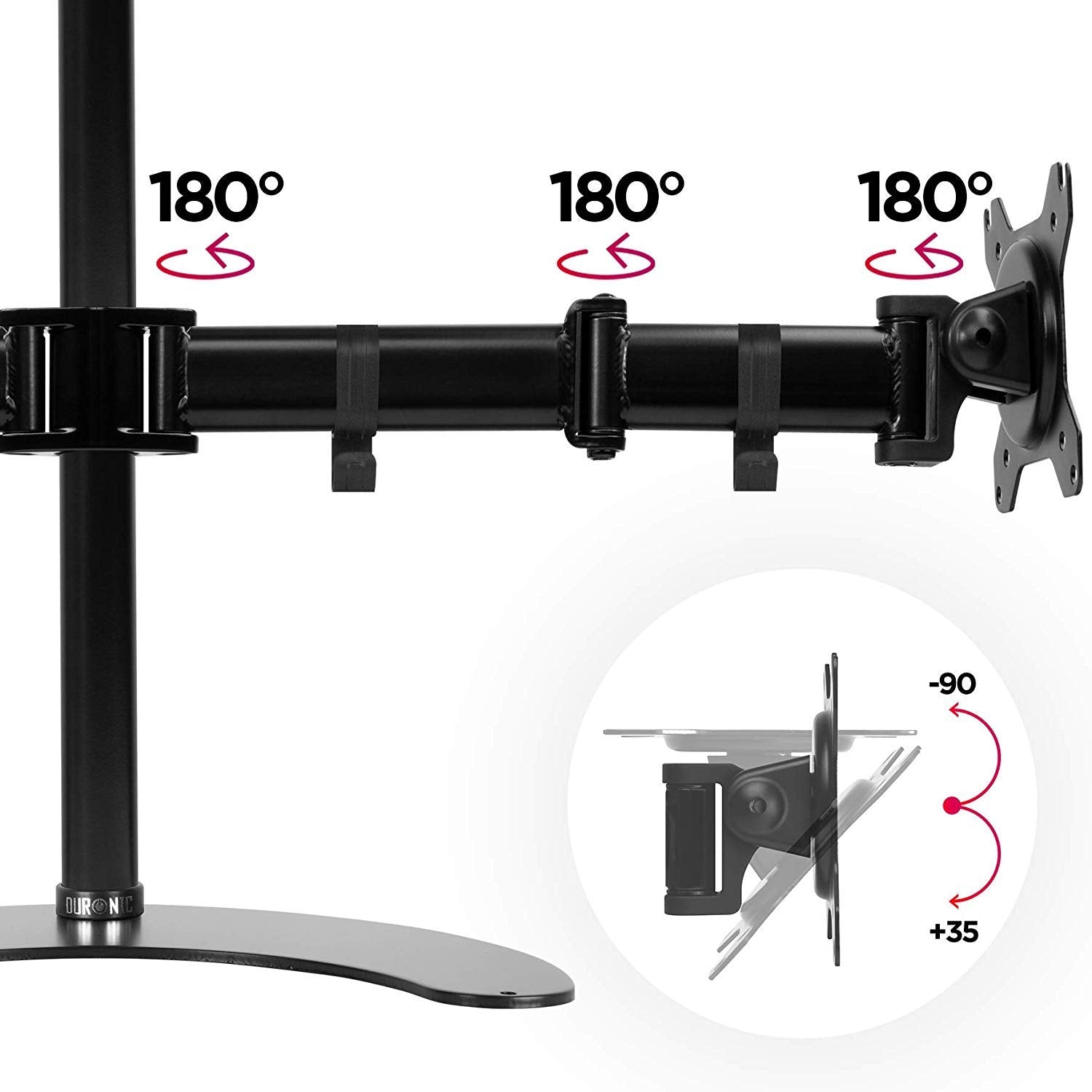 Duronic DM25D2 Dual Monitor Stand - Adjustable Freestanding Desk Mount for 13-27 Inch LCD/LED Computer Monitors or TVs - Tilt, Swivel & Rotate - Perfect for Home Office, Gaming Setup & Workspace Productivity (Black)