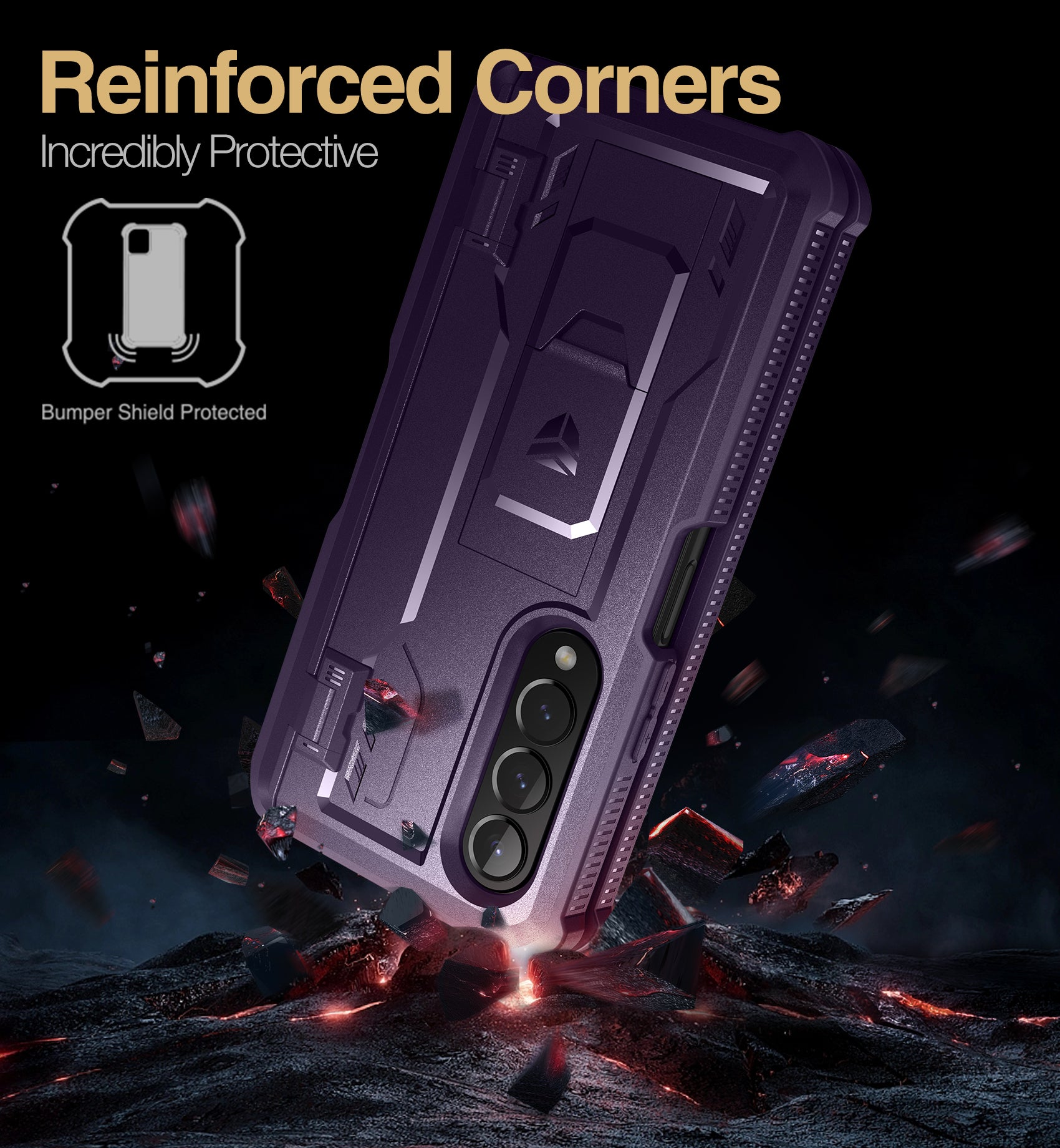 Durable Samsung Galaxy Z Fold 4 Case with Hinge Protection, Built-in Screen Protector & Kickstand - Heavy Duty Shockproof Rugged Cover for Work, Travel & Outdoor Activities